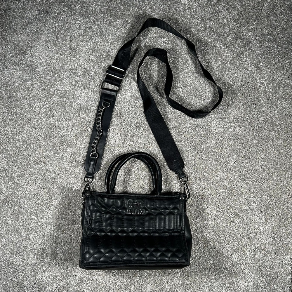 Steve Madden BDina Black Quilted Crossbody Bag Small Tote Removable Strap
